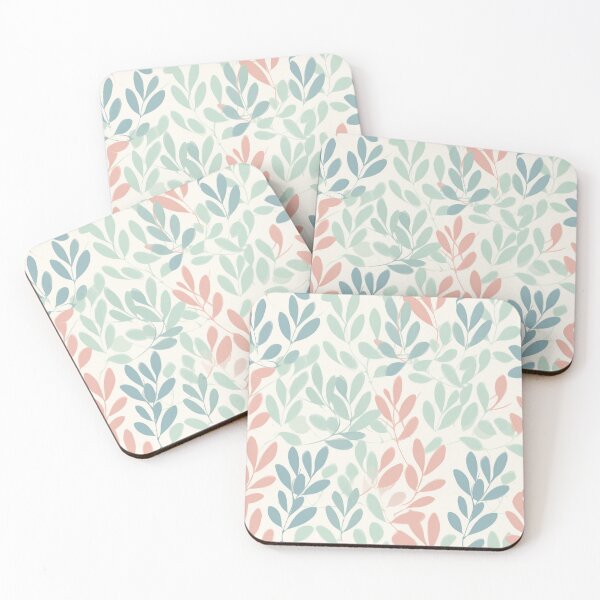 Item preview, Retro leaves art pattern in a white soft pastel background designed and sold by imagenia.