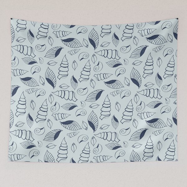 Item preview, Sea Shells Teal and Navy designed and sold by AnchoredMae.