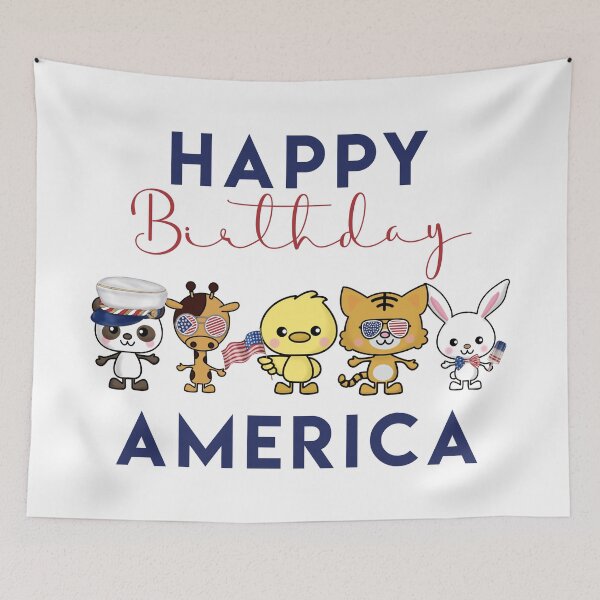 Item preview, Happy Birthday America 4th of July Patriotic Animals designed and sold by Evergreen-Farm.