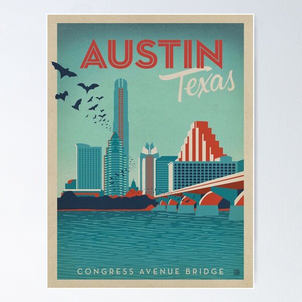 Item preview, Vintage travel poster Texas Austin designed and sold by hendersoncalv.