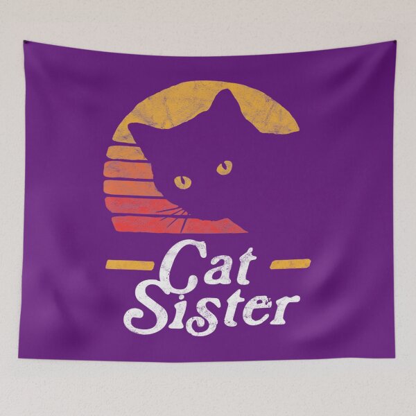 Item preview, Cat Sister Vintage Eighties Style Cat Retro Distressed 		 designed and sold by iyewmpbrkv85.