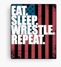 Wrestling USA Flag Design - Eat Sleep Wrestle Repeat Canvas Print