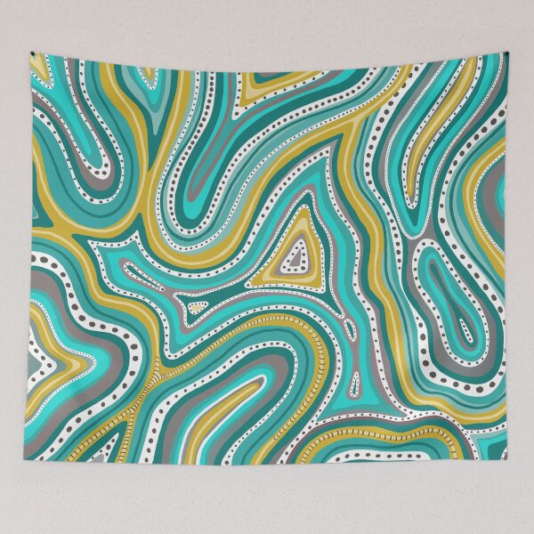 Item preview, Teal Lines and Dots - Abstract Pattern Art  designed and sold by Jillianamatt.