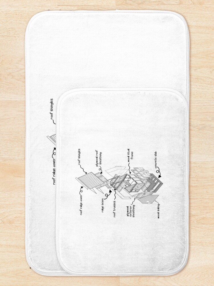 Thumbnail 5 of 6, Bath Mat, How To Build A House designed and sold by bpatrickvoice.