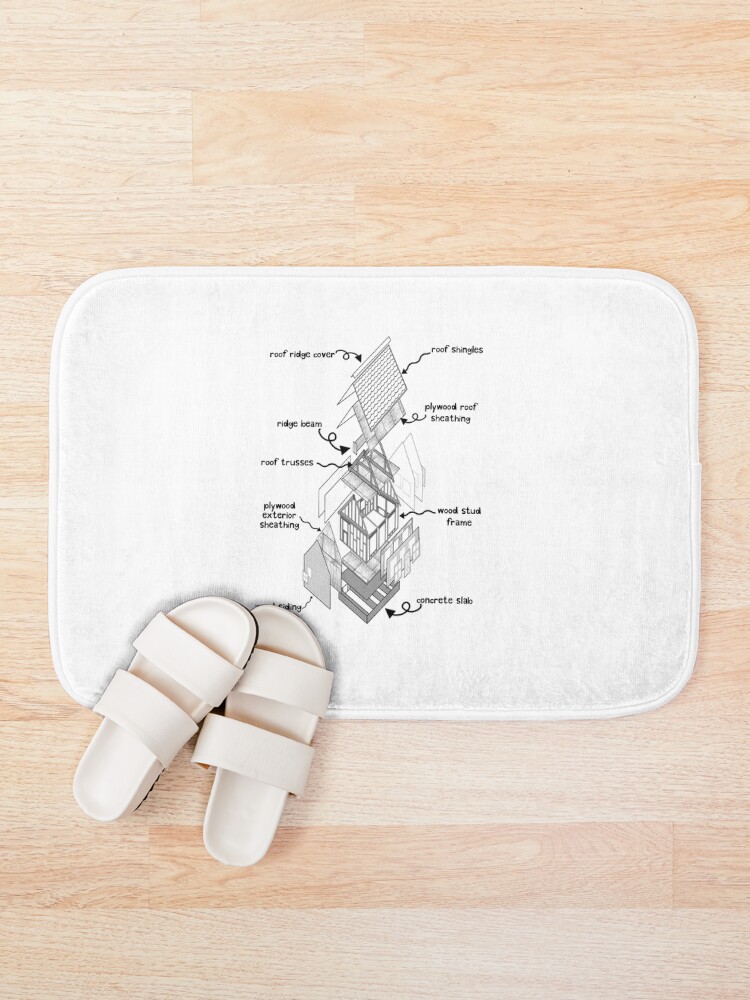 Thumbnail 1 of 6, Bath Mat, How To Build A House designed and sold by bpatrickvoice.