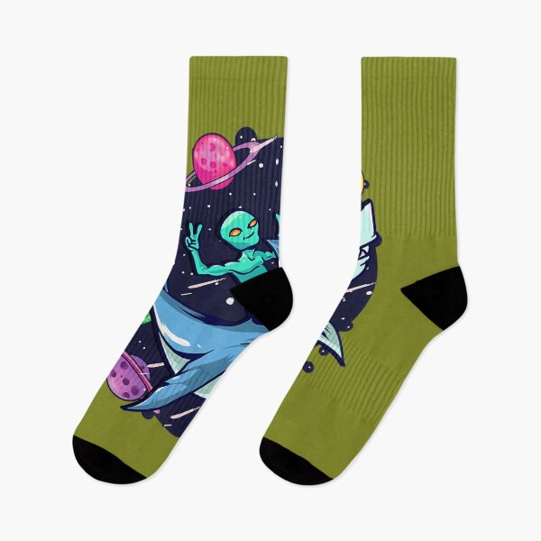 Item preview, Alien Riding Shark UFO Outer Space Planets Kids 	 	 		 designed and sold by wxbqafzu35.