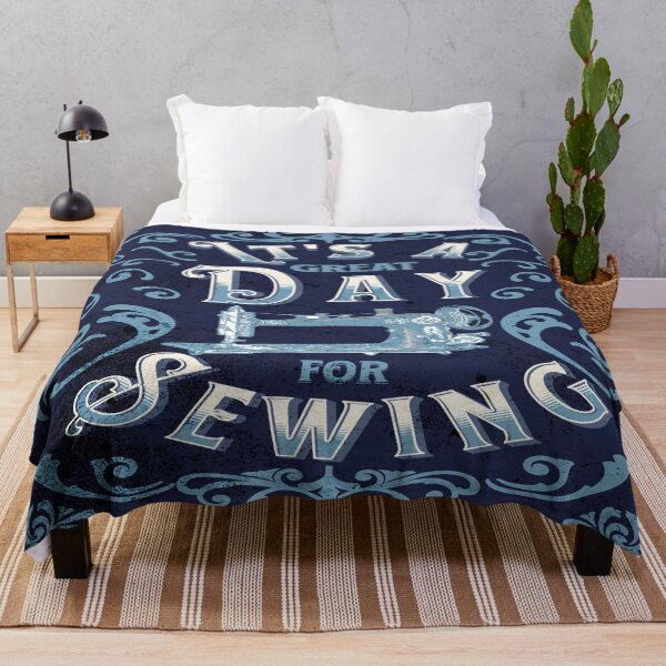 Item preview, It's a great day for sewing blue ornamental Victorian design elegant antique vintage sewing machine seamstress tailor gift designed and sold by MetalicBabe.