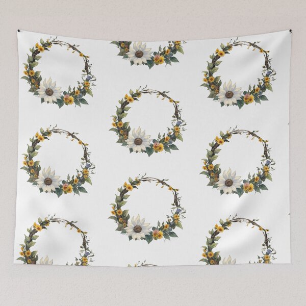 Item preview, Watercolor sunflower wreath frame designed and sold by Jayjaynaenae.