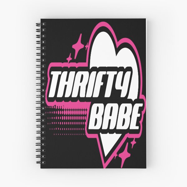 Item preview, Thrifty babe hot pink heart thrifter vintage logo thrift lover thrifting slow fashion merch designed and sold by MetalicBabe.