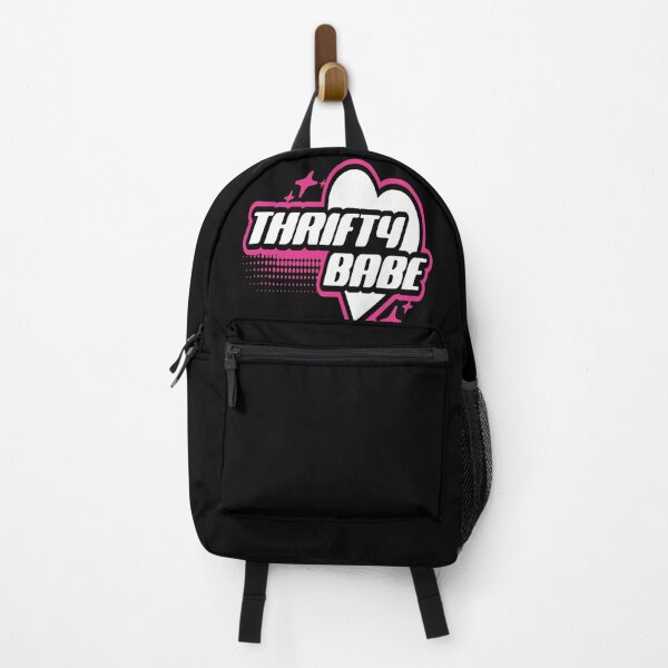 Item preview, Thrifty babe hot pink heart thrifter vintage logo thrift lover thrifting slow fashion merch designed and sold by MetalicBabe.