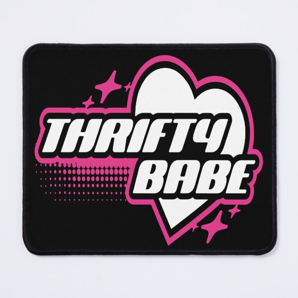 Item preview, Thrifty babe hot pink heart thrifter vintage logo thrift lover thrifting slow fashion merch designed and sold by MetalicBabe.