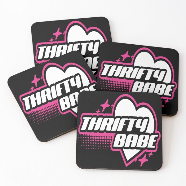 Item preview, Thrifty babe hot pink heart thrifter vintage logo thrift lover thrifting slow fashion merch designed and sold by MetalicBabe.