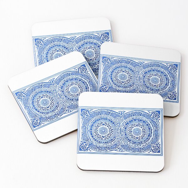 Item preview, Blue and white mandala swirl linograph folk art designed and sold by Earth Nature Creations.