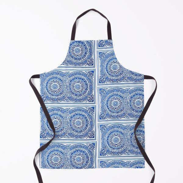 Item preview, Blue and white mandala swirl linograph folk art designed and sold by Earth Nature Creations.