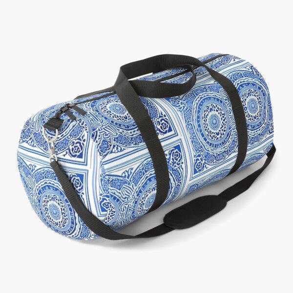 Item preview, Blue and white mandala swirl linograph folk art designed and sold by Earth Nature Creations.