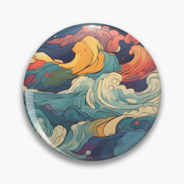 Item preview, Water Pattern 1, colorful pastel waves flooding like a rushing storm, swelling, breaking, blue, red, yellow, white, ocean and nature. designed and sold by FoxRobinRabbit.