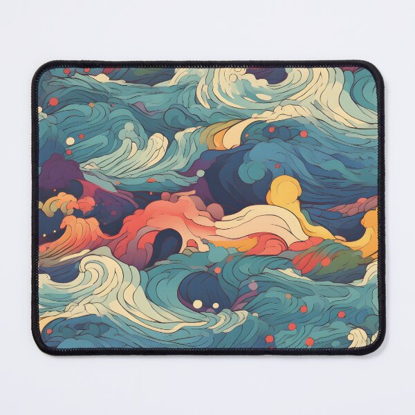 Item preview, Water Pattern 1, colorful pastel waves flooding like a rushing storm, swelling, breaking, blue, red, yellow, white, ocean and nature. designed and sold by FoxRobinRabbit.