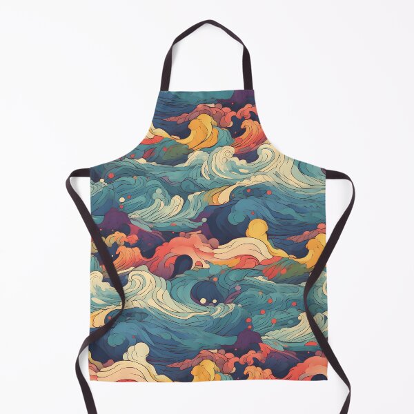 Item preview, Water Pattern 1, colorful pastel waves flooding like a rushing storm, swelling, breaking, blue, red, yellow, white, ocean and nature. designed and sold by FoxRobinRabbit.