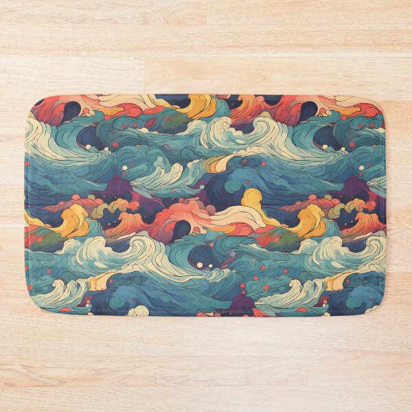 Item preview, Water Pattern 1, colorful pastel waves flooding like a rushing storm, swelling, breaking, blue, red, yellow, white, ocean and nature. designed and sold by FoxRobinRabbit.