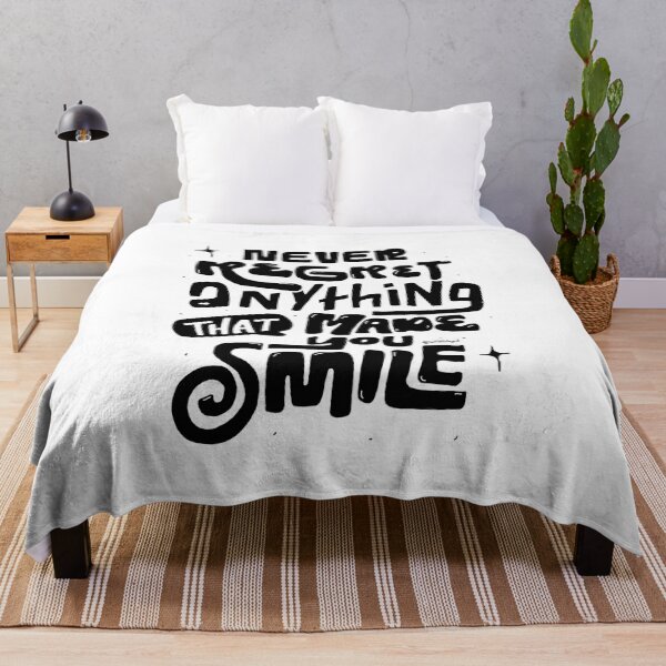 Item preview, Never regret anything that made you smile black and white quote designed and sold by lettersbysid.
