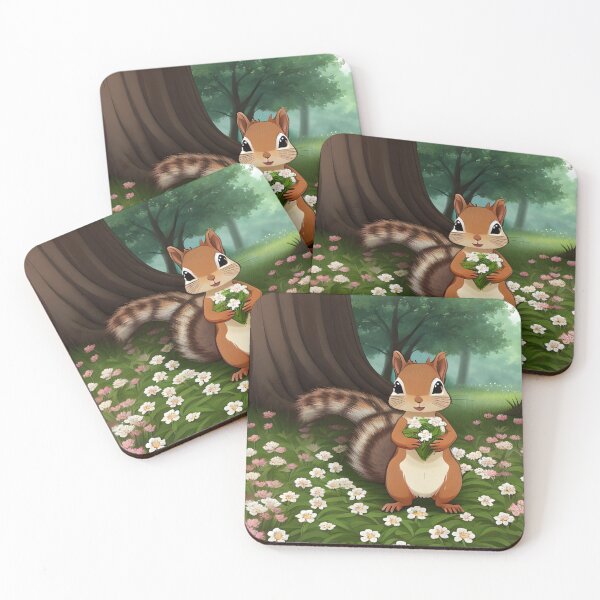 Artikelvorschau, Eichhörnchen hält Blumen mit einem Superfloof-Schwanz entworfen und verkauft von PrimoGeometry.