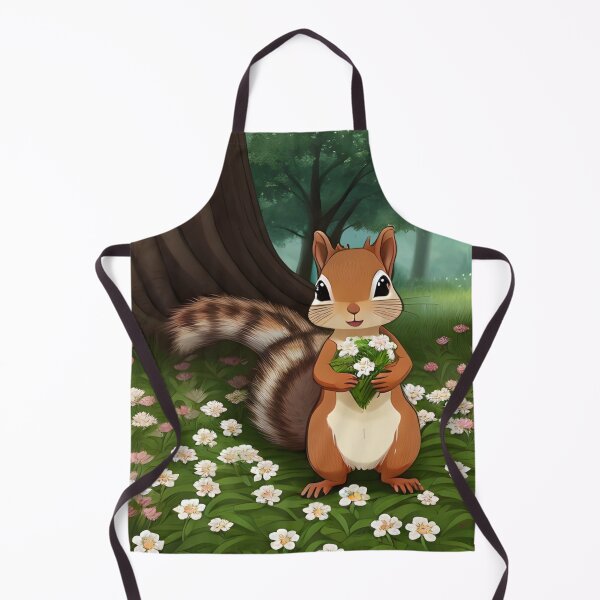 Artikelvorschau, Eichhörnchen hält Blumen mit einem Superfloof-Schwanz entworfen und verkauft von PrimoGeometry.