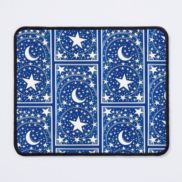 Item preview, Moon and white starry linograph folk art designed and sold by Earth Nature Creations.