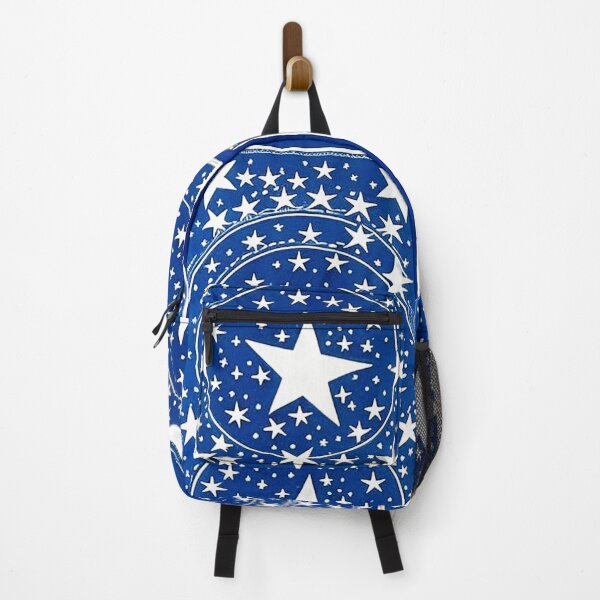 Item preview, Moon and white starry linograph folk art designed and sold by Earth Nature Creations.