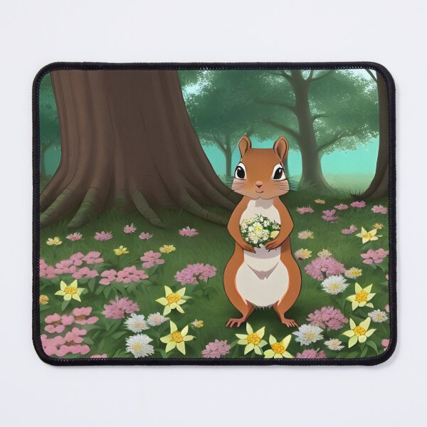 Artikelvorschau, Eichhörnchen bietet Blumen an entworfen und verkauft von PrimoGeometry.