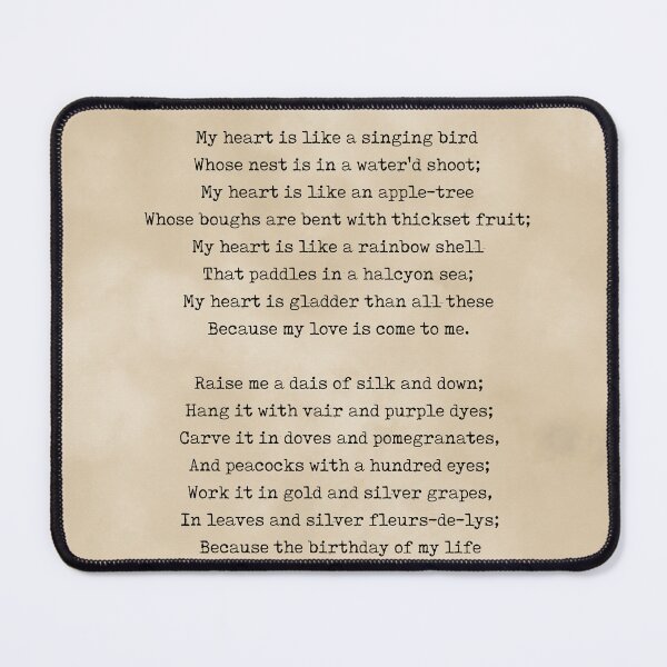 Item preview, A Birthday - Christina Rossetti Poem - Literature - Typewriter Print 2 - Vintage designed and sold by Studio Grafiikka.
