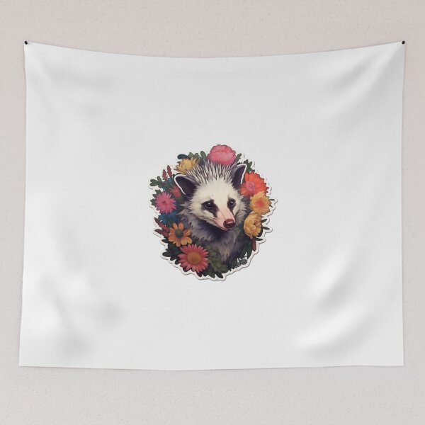 Item preview, Opossum in flowers designed and sold by CrittersHub.
