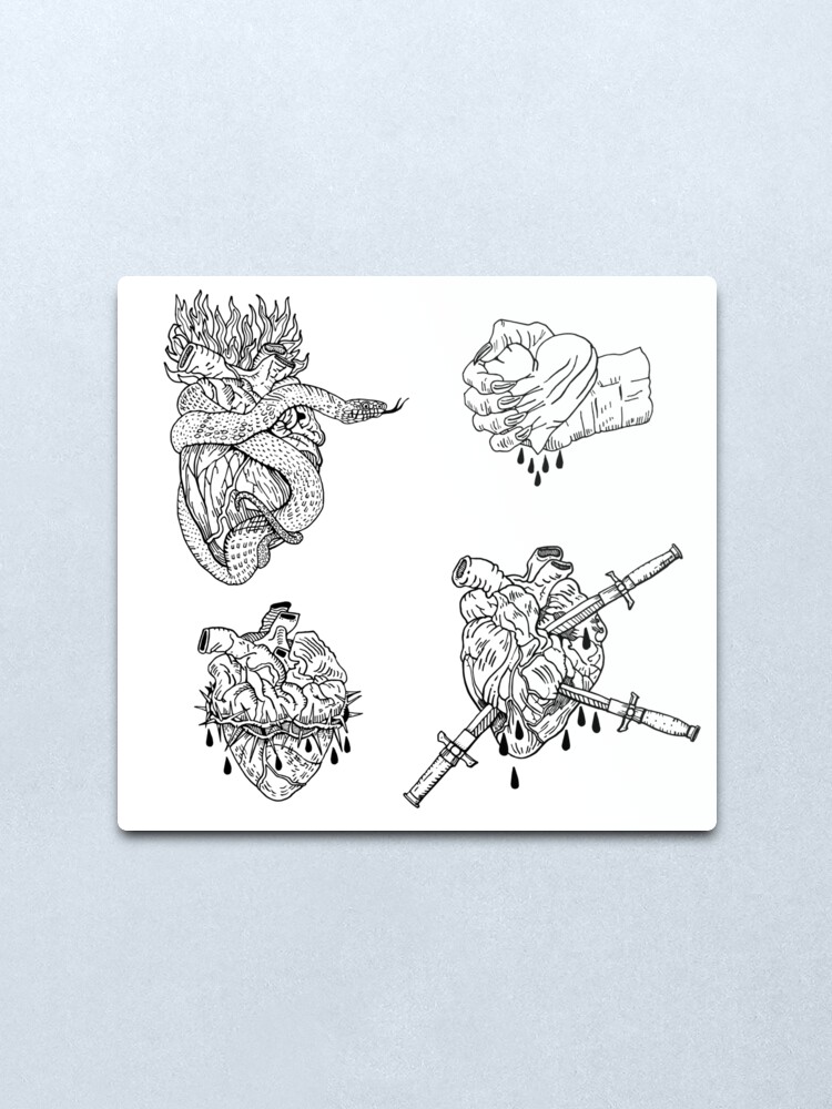 Alternate view of Love is evil black & white. Metal Print