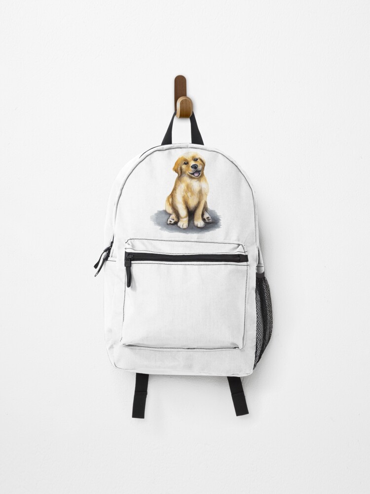 Golden retriever in outlet backpack