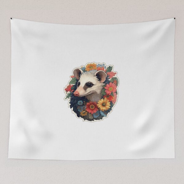 Item preview, Opossum in flowers designed and sold by CrittersHub.