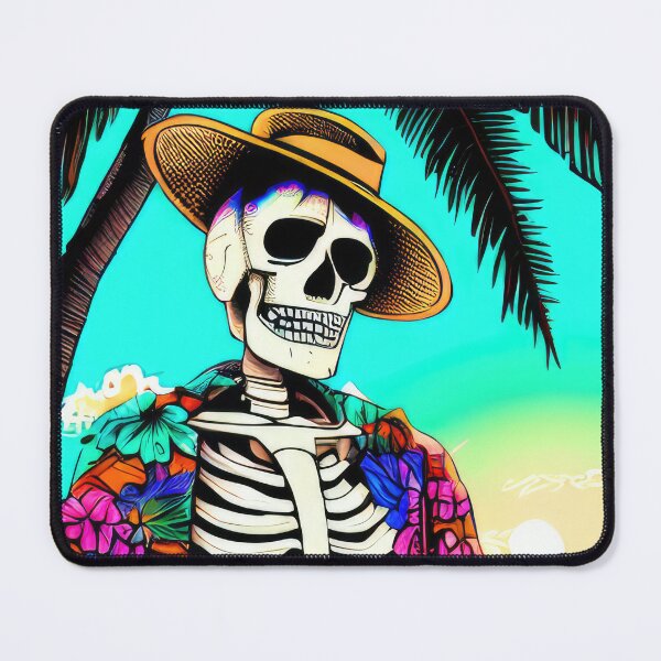 Item preview, Summerween - Skeleton in Floral Shirt at Beach designed and sold by pocketart2023.