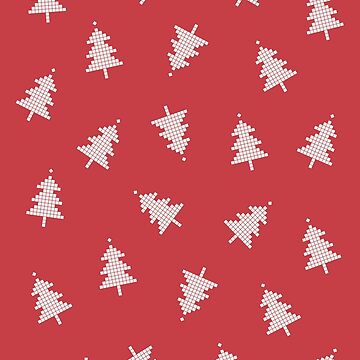 Artwork thumbnail, Pixel Forest Pattern in Vintage Red by Daisy Beatrice