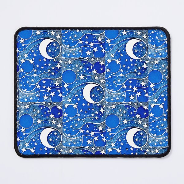 Item preview, Moon and white starry linograph folk art designed and sold by Earth Nature Creations.