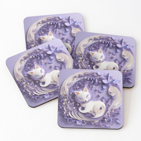 Item preview, Cute fox made of paper on purple background. Paper art. designed and sold by aiphotosart.