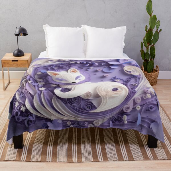 Item preview, Cute fox made of paper on purple background. Paper art. designed and sold by aiphotosart.