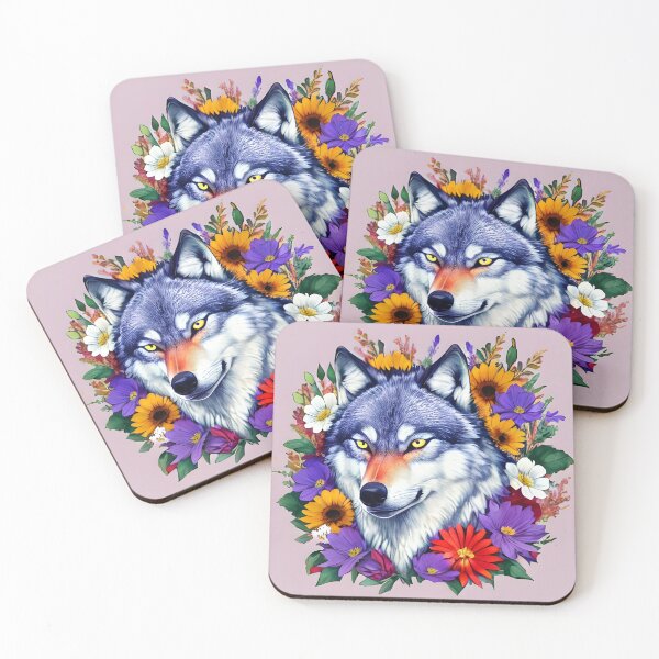 Item preview, Colourful wolf with flowers girl designed and sold by GCakes6G.