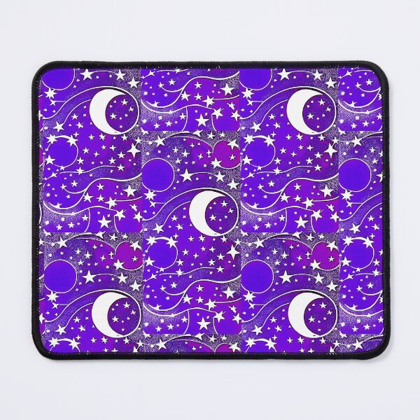 Item preview, Moon and white starry linograph folk art designed and sold by Earth Nature Creations.