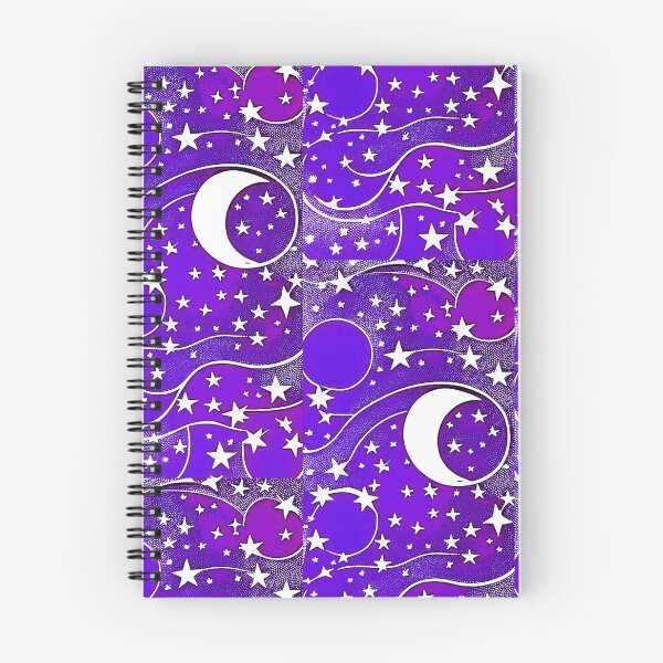 Item preview, Moon and white starry linograph folk art designed and sold by Earth Nature Creations.