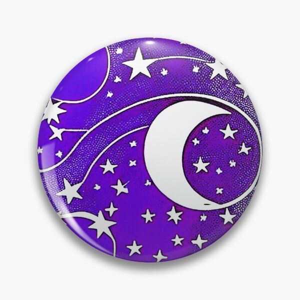 Item preview, Moon and white starry linograph folk art designed and sold by Earth Nature Creations.