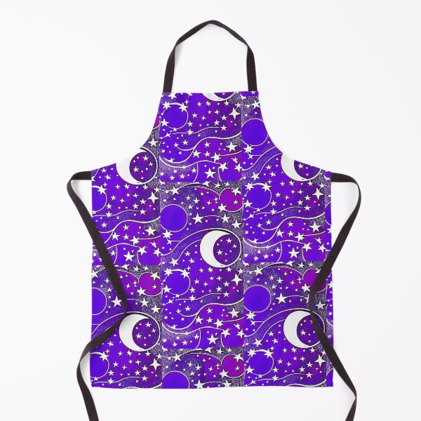 Item preview, Moon and white starry linograph folk art designed and sold by Earth Nature Creations.
