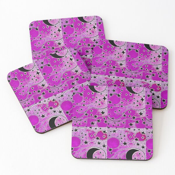 Item preview, Moon and white starry linograph folk art designed and sold by Earth Nature Creations.