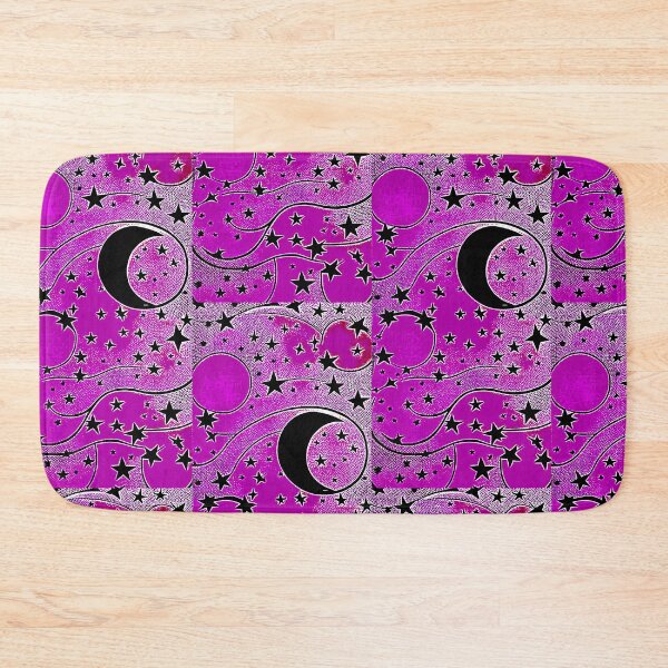Item preview, Moon and white starry linograph folk art designed and sold by Earth Nature Creations.