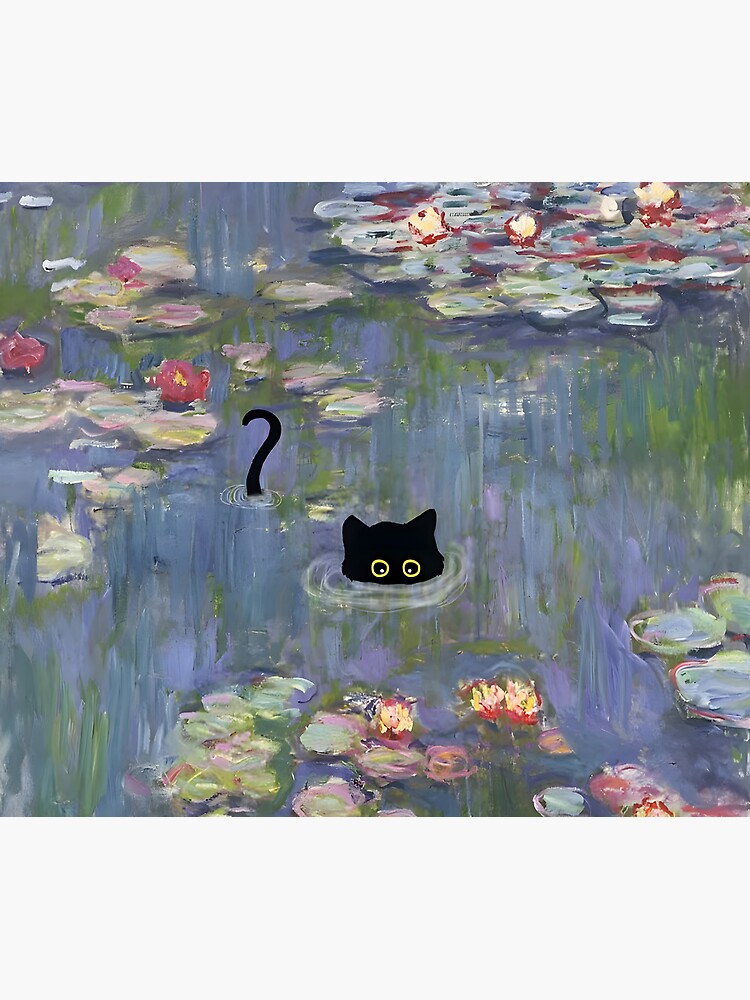 Aperçu 5 sur 5. Tapis de souris avec l'œuvre Chat Monet Nénuphar créée et vendue par outdoorway.