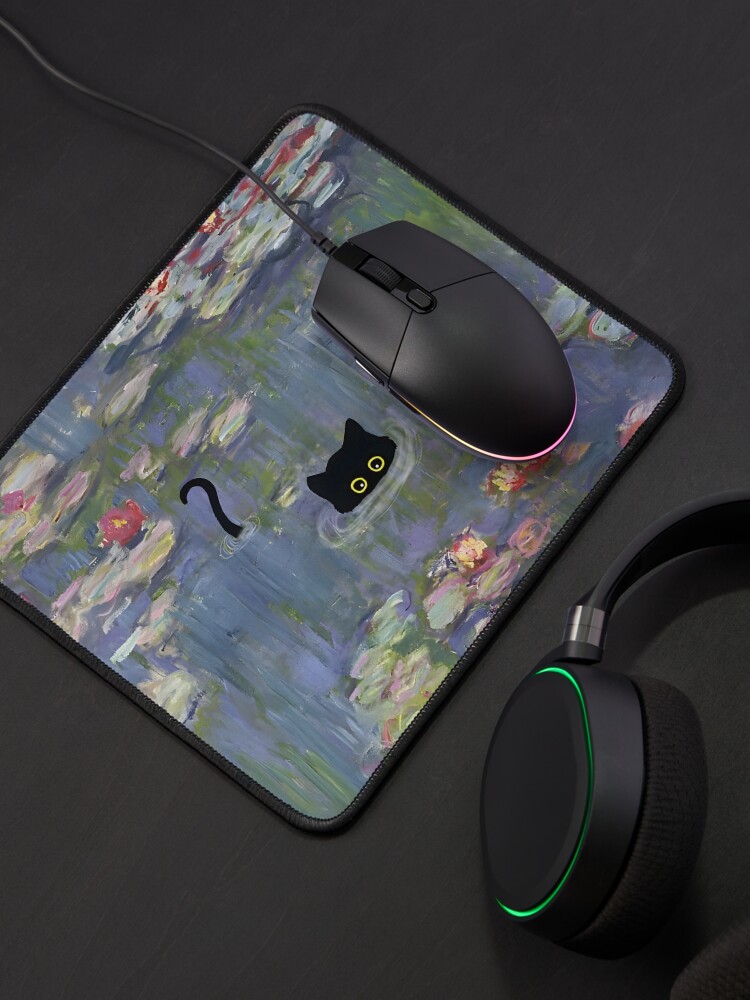 Aperçu 4 sur 5. Tapis de souris avec l'œuvre Chat Monet Nénuphar créée et vendue par outdoorway.