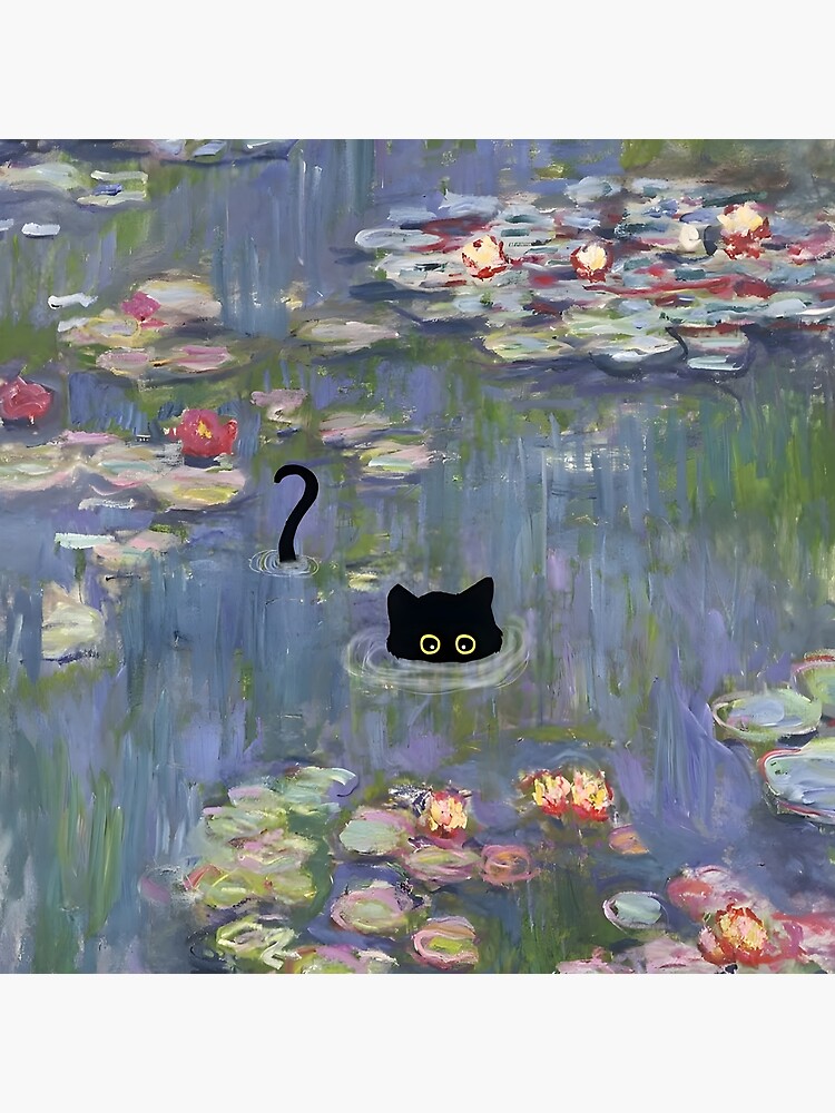 Thumbnail 4 of 4, Pillow, Cat Monet Waterlily designed and sold by outdoorway.
