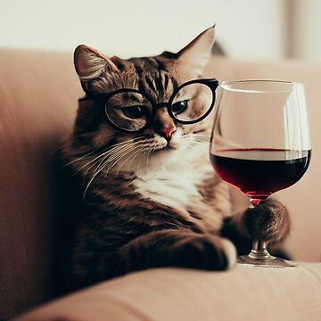 Cat With a Glass of Wine On Couch